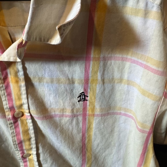 Original Penguin Yellow and Pink Casual Button Down Shirt - Picture 2 of 5